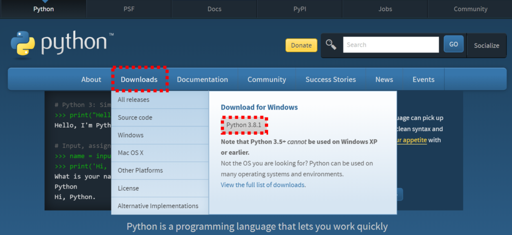 Python,ダウンロード