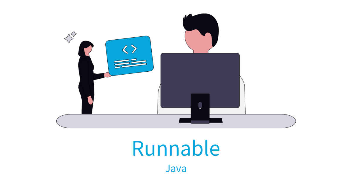 unDrawのCoding Assistantイラストを使いRunnableで処理を渡すことを表すアイキャッチ画像